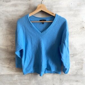 Banana Republic Pullover‎ Women M Blue 100% Cashmere 3/4 Sleeves Sweater Preppy
